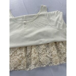 Kendra's Y2K  XL Ivory Lace Hem Layering Slip Extender Made USA BOHO Cottagecore